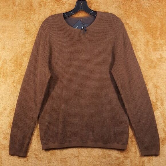 RAG & BONE Sweater Mens Large Brown Pullover Wool Blend Knit BENNET CREW $278 - Picture 2 of 9